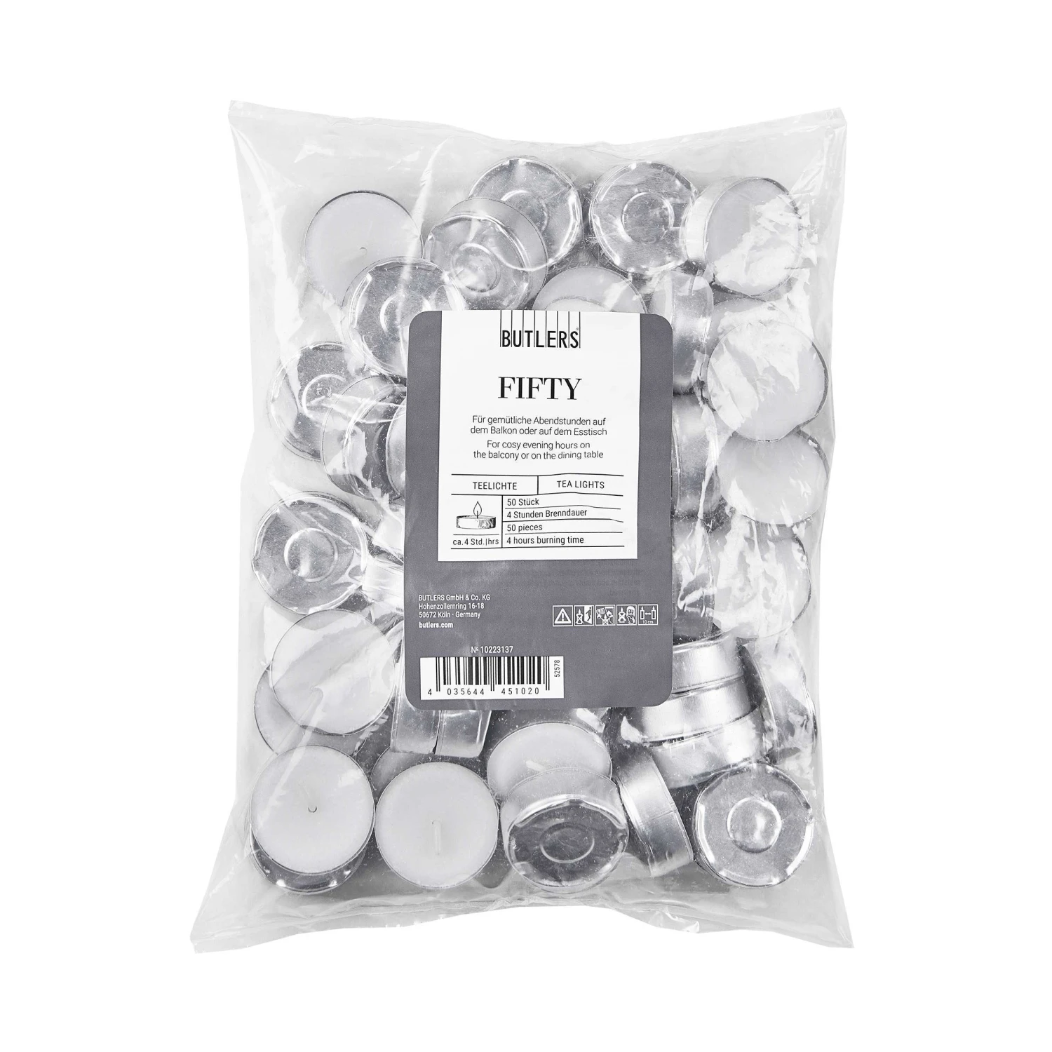 4x 50er Teelichte FIFTY in Weiß 4x 50er Teelichte FIFTY In Weiß -Butlers butlers 4x 50er teelichte fifty in weiss