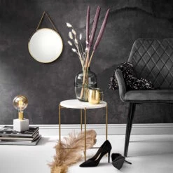 Beistelltisch Mit Marmorplatte MARBLE In Weiß 5 Beistelltisch Mit Marmorplatte MARBLE In Weiß -Butlers butlers beistelltisch mit marmorplatte marble in weiss 3