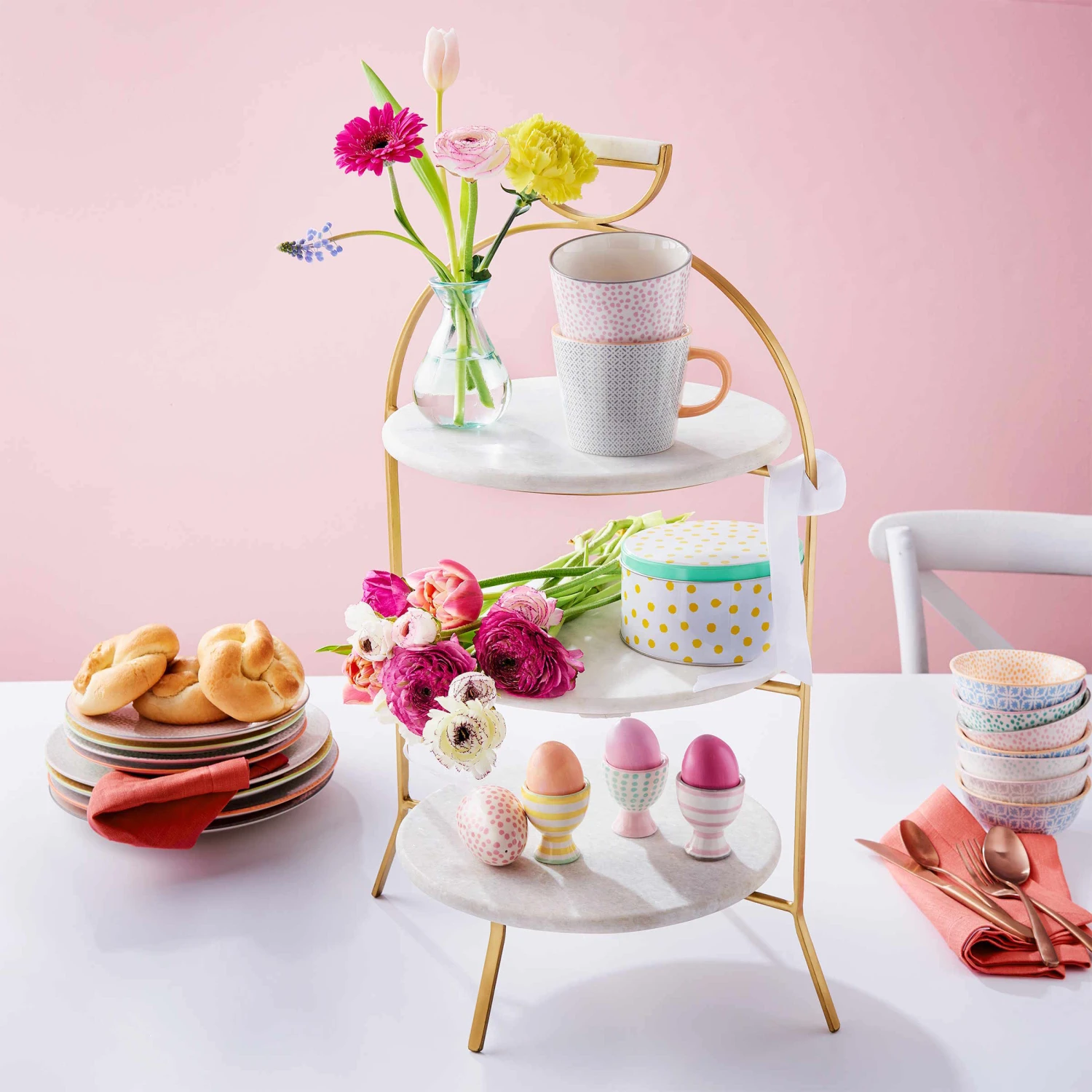 Etagere 3-stufig Höhe 65cm MARBLE in Weiß Etagere 3-stufig Höhe 65cm MARBLE In Weiß -Butlers butlers etagere 3 stufig hohe 65cm marble in weiss 1