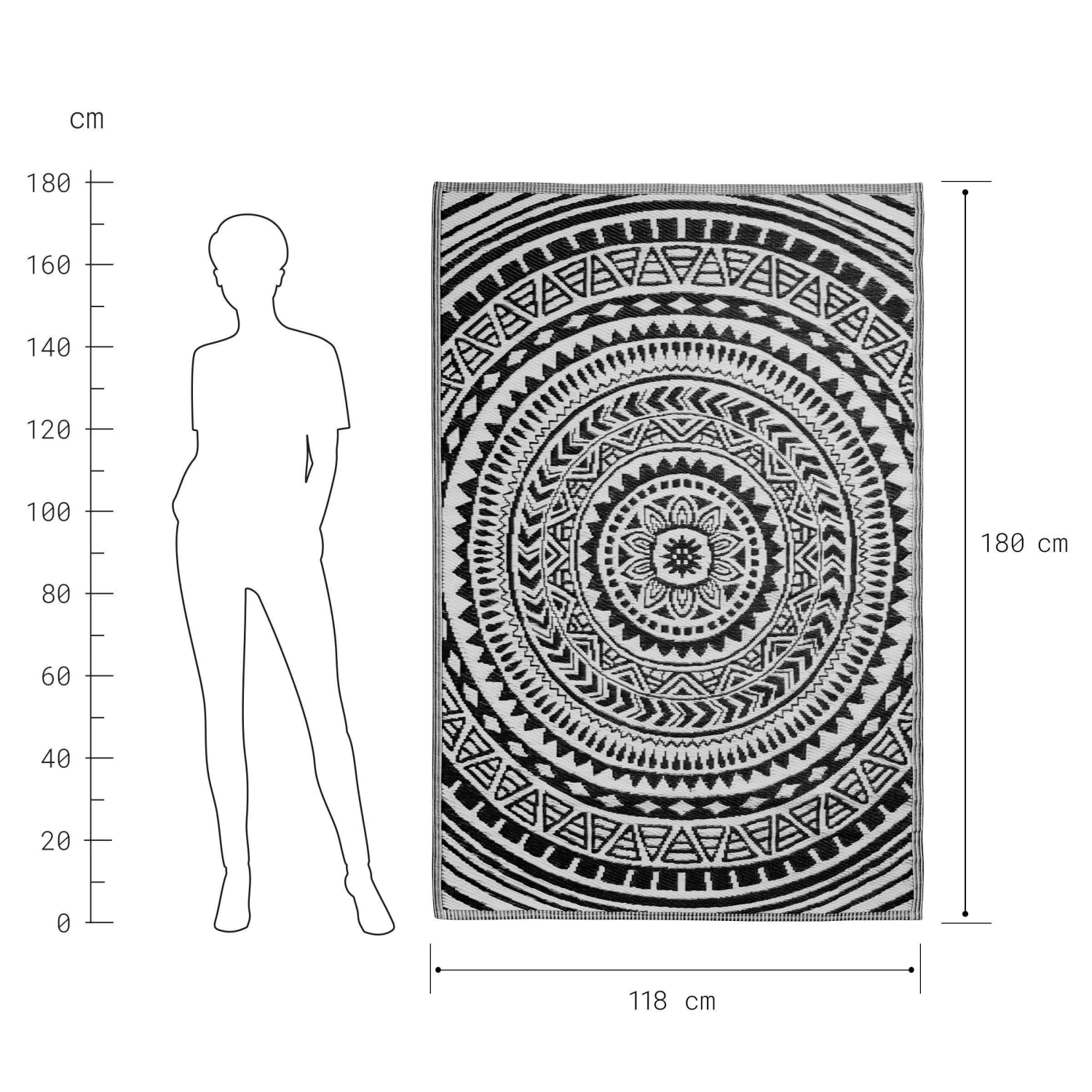 In- & Outdoor-Teppich Circles L 180 x B 118cm COLOUR CLASH in Schwarz-Weiß In- & Outdoor-Teppich Circles L 180 X B 118cm COLOUR CLASH In Schwarz-Weiß -Butlers butlers in and outdoor teppich circles l 180 x b 118cm colour clash in schwarz weiss 2