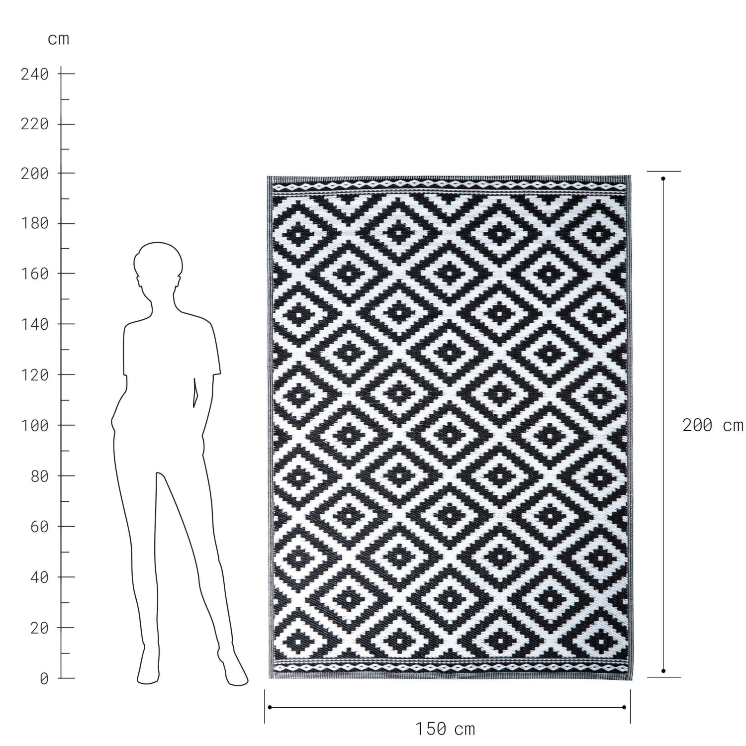 In- & Outdoor-Teppich Ethno/Rauten L 200 x B 150cm COLOUR CLASH in Schwarz-Weiß In- & Outdoor-Teppich Ethno/Rauten L 200 X B 150cm COLOUR CLASH In Schwarz-Weiß -Butlers butlers in and outdoor teppich ethno rauten l 200 x b 150cm colour clash in schwarz weiss 3