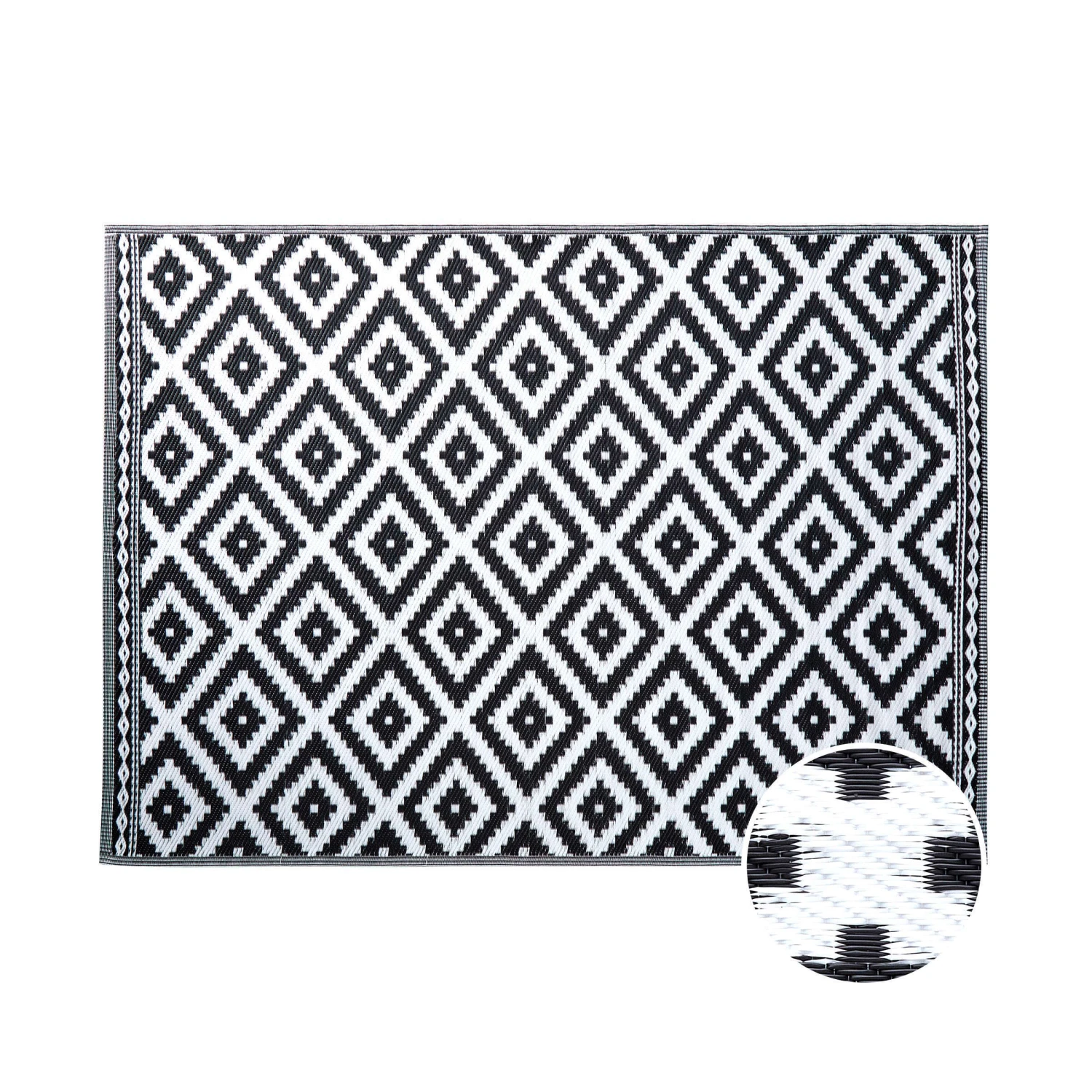 In- & Outdoor-Teppich Ethno/Rauten L 200 x B 150cm COLOUR CLASH in Schwarz-Weiß In- & Outdoor-Teppich Ethno/Rauten L 200 X B 150cm COLOUR CLASH In Schwarz-Weiß -Butlers butlers in and outdoor teppich ethno rauten l 200 x b 150cm colour clash in schwarz weiss