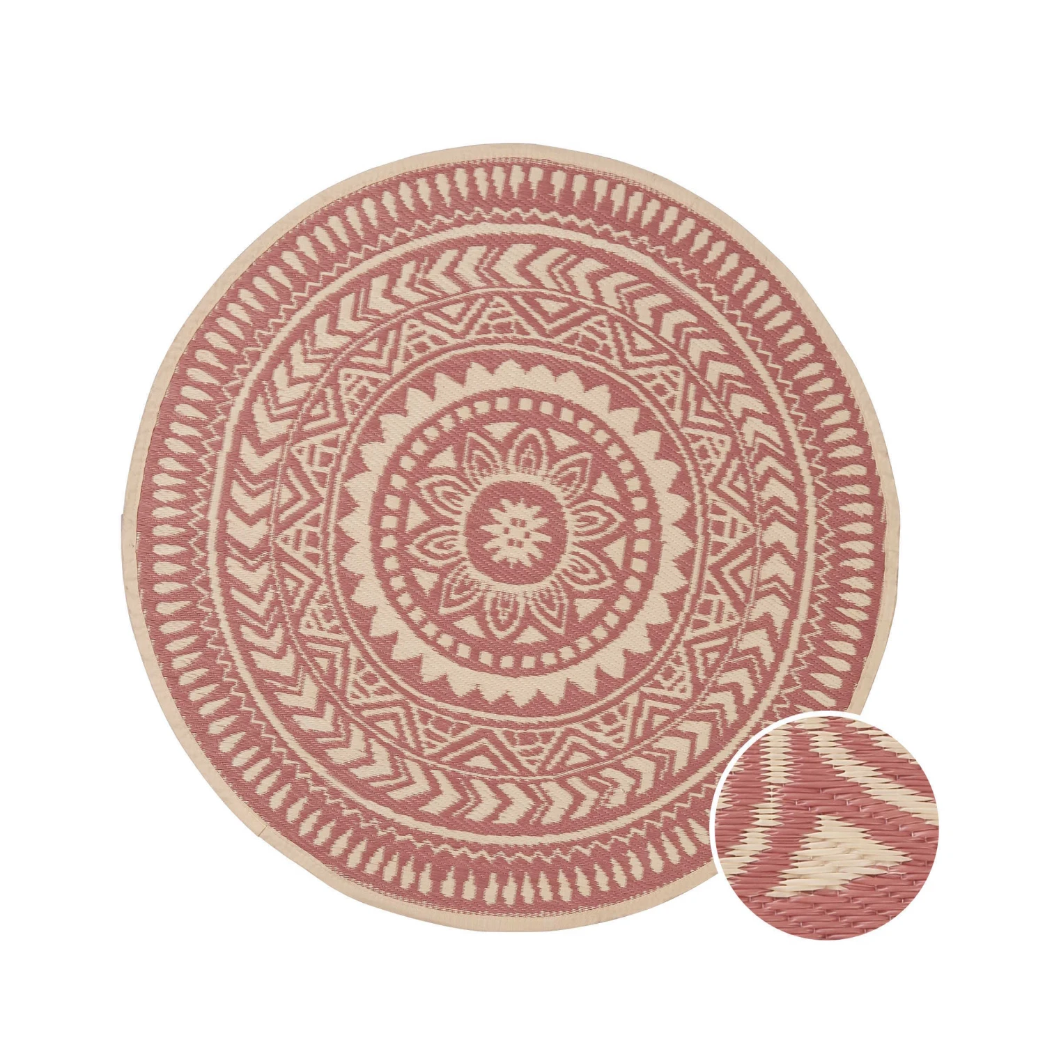 In- & Outdoor-Teppich Ø118cm COLOUR CLASH in Hellrot-Creme In- & Outdoor-Teppich Ø118cm COLOUR CLASH In Hellrot-Creme -Butlers butlers in and outdoor teppich o118cm colour clash in hellrot creme