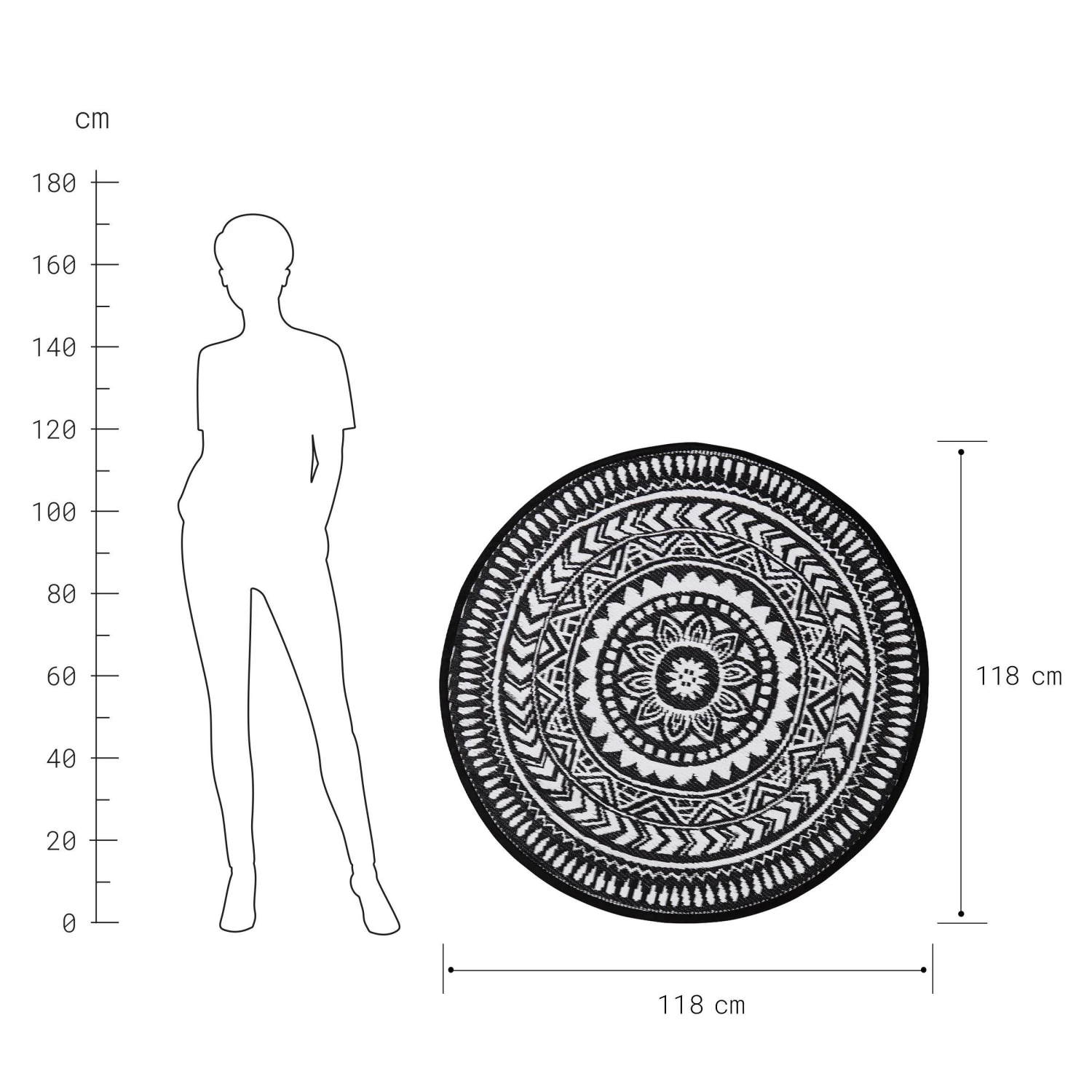 In- & Outdoor-Teppich Ø118cm COLOUR CLASH in Schwarz-Weiß In- & Outdoor-Teppich Ø118cm COLOUR CLASH In Schwarz-Weiß -Butlers butlers in and outdoor teppich o118cm colour clash in schwarz weiss 2