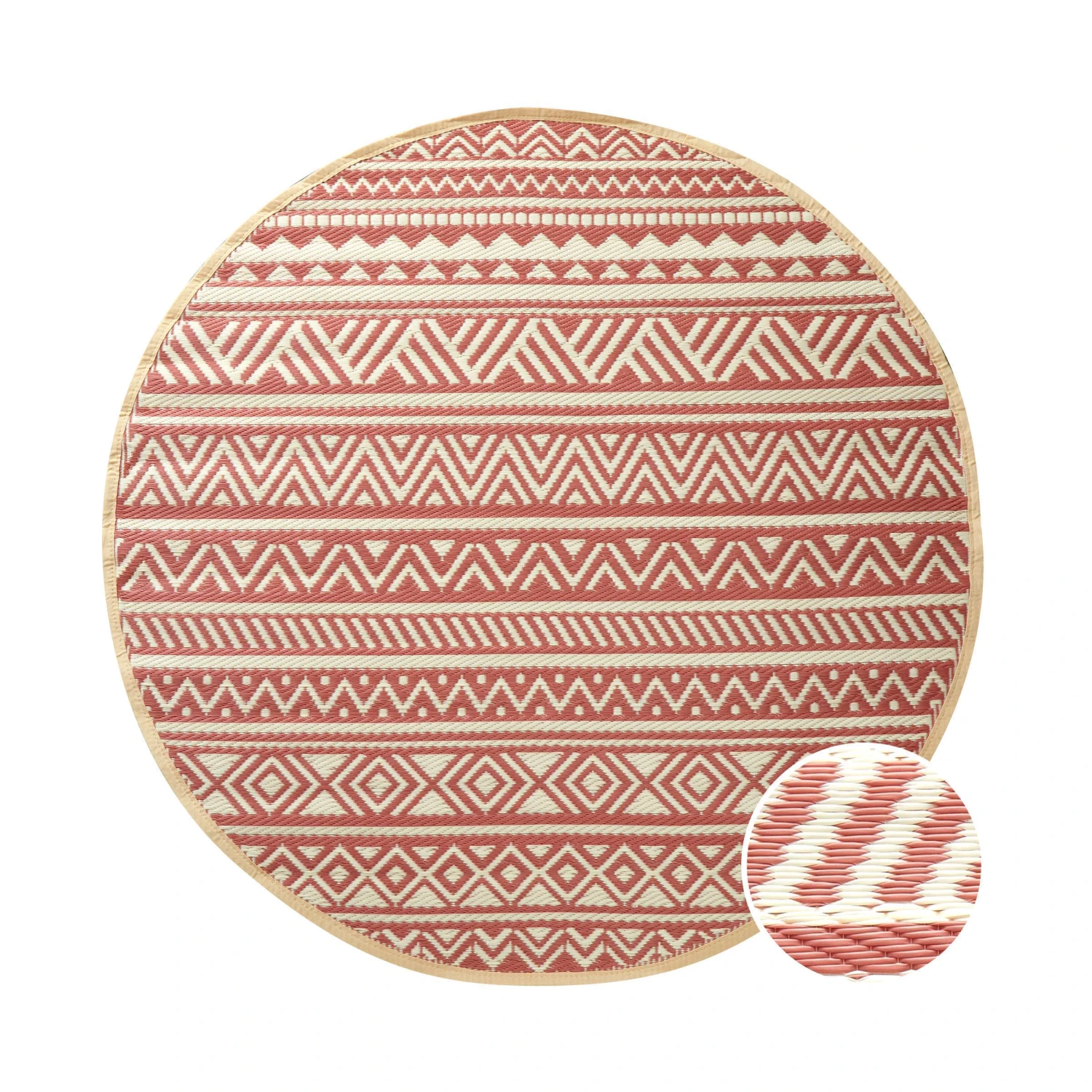 In- & Outdoor-Teppich Streifen Ø150cm COLOUR CLASH in Hellrot-Creme In- & Outdoor-Teppich Streifen Ø150cm COLOUR CLASH In Hellrot-Creme -Butlers butlers in and outdoor teppich streifen o150cm colour clash in hellrot creme