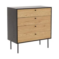 Kommode Mit 4 Schubladen MODERNIST In Schwarz-Natur