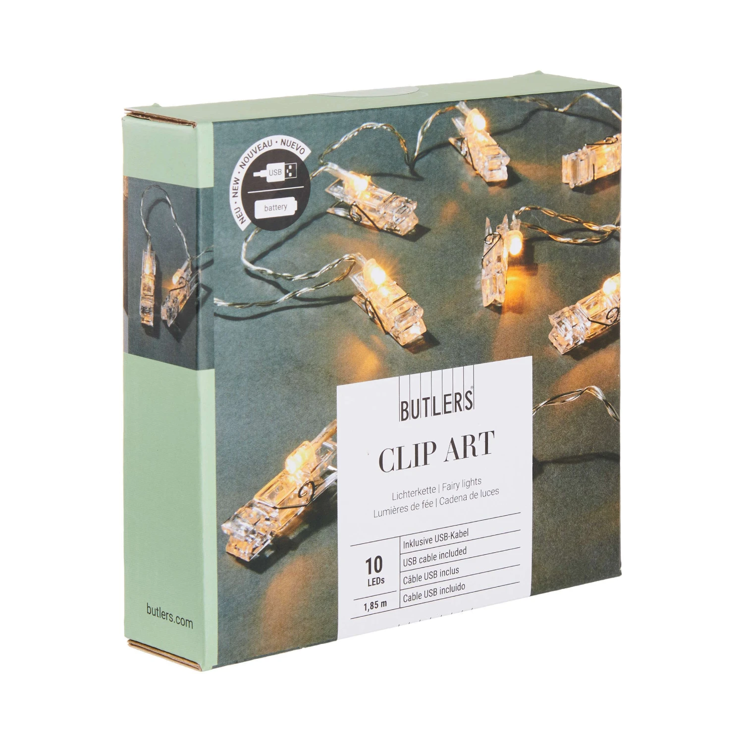 LED-Klammern 10 Lichter mit USB-Batteriefach CLIP ART in Transparent LED-Klammern 10 Lichter Mit USB-Batteriefach CLIP ART In Transparent -Butlers butlers led klammern 10 lichter mit usb batteriefach clip art in transparent 2