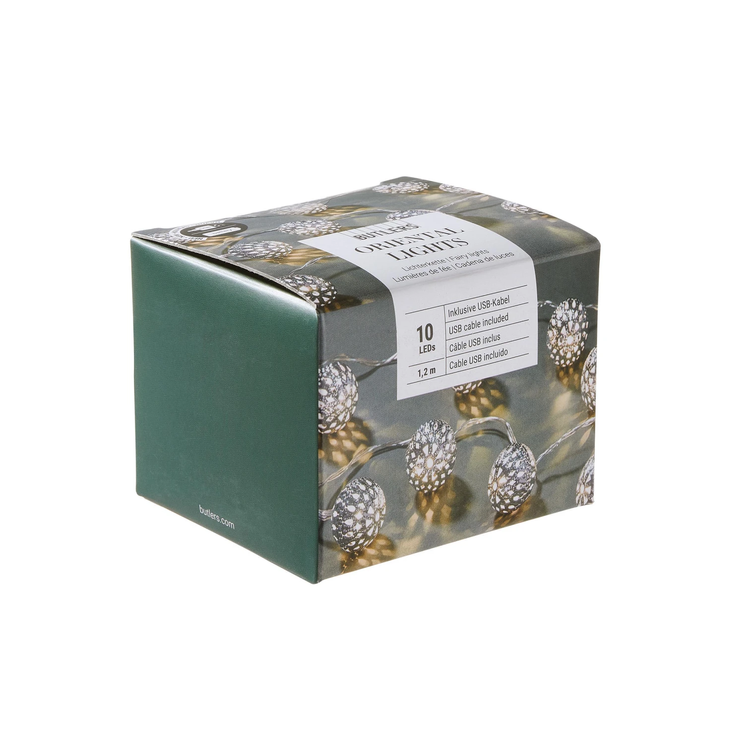 LED-Lichterkette Metallball 10 Lichter mit USB-Batteriefach ORIENTAL LIGHTS in Silber LED-Lichterkette Metallball 10 Lichter Mit USB-Batteriefach ORIENTAL LIGHTS In Silber -Butlers butlers led lichterkette metallball 10 lichter mit usb batteriefach oriental lights in silber 2