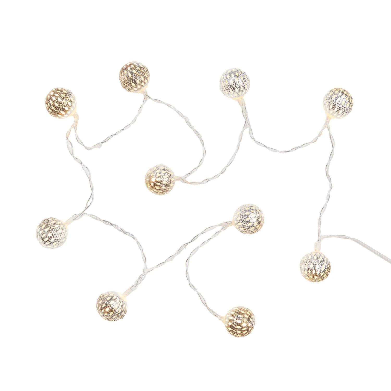 LED-Lichterkette Metallball 10 Lichter mit USB-Batteriefach ORIENTAL LIGHTS in Silber LED-Lichterkette Metallball 10 Lichter Mit USB-Batteriefach ORIENTAL LIGHTS In Silber -Butlers butlers led lichterkette metallball 10 lichter mit usb batteriefach oriental lights in silber 3