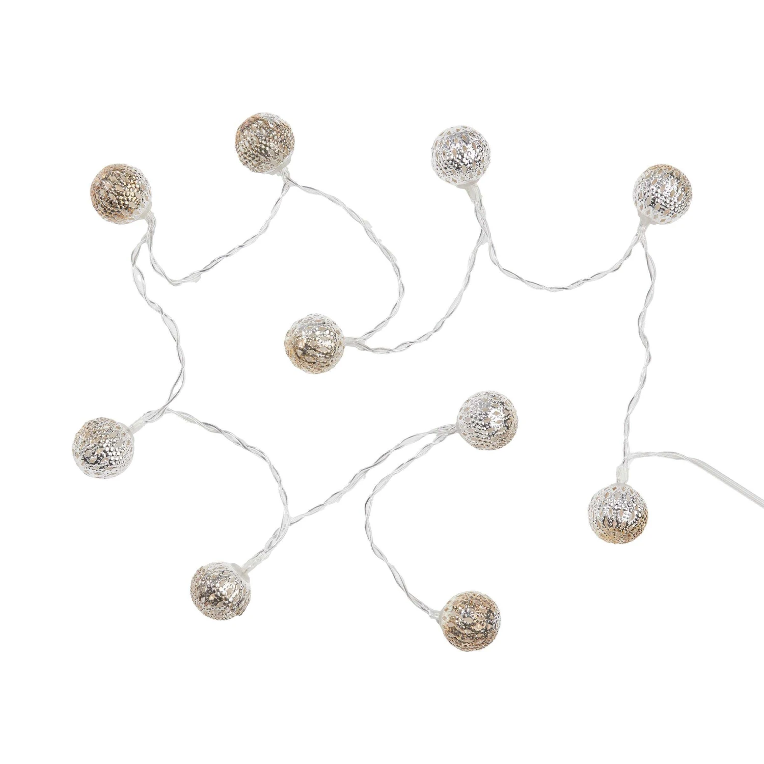 LED-Lichterkette Metallball 10 Lichter mit USB-Batteriefach ORIENTAL LIGHTS in Silber LED-Lichterkette Metallball 10 Lichter Mit USB-Batteriefach ORIENTAL LIGHTS In Silber -Butlers butlers led lichterkette metallball 10 lichter mit usb batteriefach oriental lights in silber