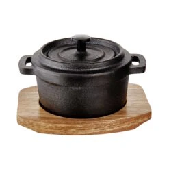 Butlers 14 Mini-Serviertopf Mit Holzuntersetzer L 14 X B 11cm HOT IRON In Schwarz