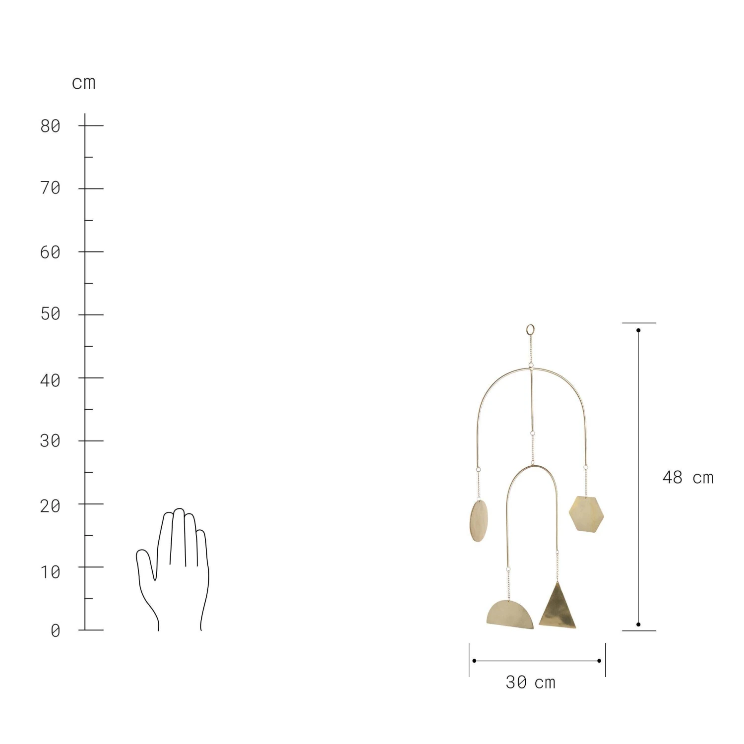Mobile 4 Ornamente Länge 48cm PEACEFUL HOME in Gold Mobile 4 Ornamente Länge 48cm PEACEFUL HOME In Gold -Butlers butlers mobile 4 ornamente lange 48cm peaceful home in gold 2
