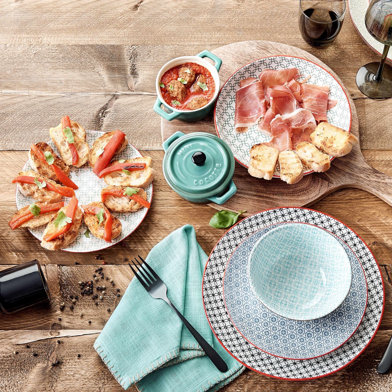 Serviette L 42 x B 42cm FINCA in Türkis Serviette L 42 X B 42cm FINCA In Türkis -Butlers butlers serviette l 42 x b 42cm finca in turkis 1