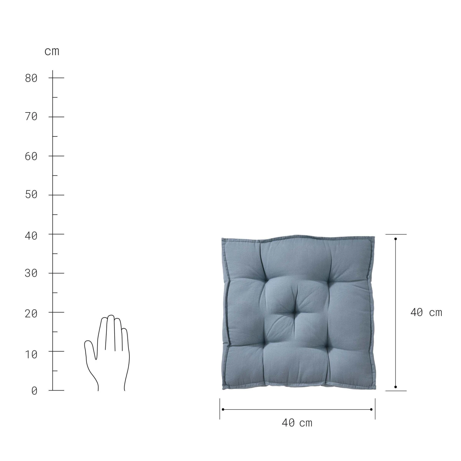 Sitzkissen L 40 x B 40cm SOLID in Blau Sitzkissen L 40 X B 40cm SOLID In Blau -Butlers butlers sitzkissen l 40 x b 40cm solid in blau 3