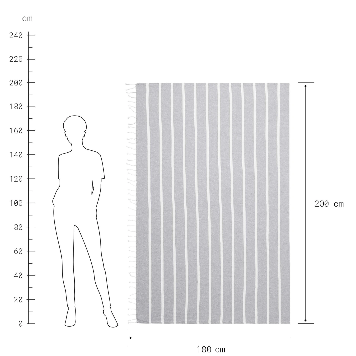 Strandtuch L 200 x B 180cm SURFSIDE in Hellgrau Strandtuch L 200 X B 180cm SURFSIDE In Hellgrau -Butlers butlers strandtuch l 200 x b 180cm surfside in hellgrau 2