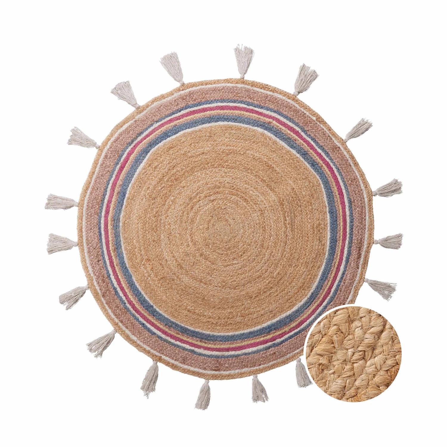 Teppich Rainbow mit Quasten Ø110cm ALL NATURE in Natur-Bunt Teppich Rainbow Mit Quasten Ø110cm ALL NATURE In Natur-Bunt -Butlers butlers teppich rainbow mit quasten o110cm all nature in natur bunt